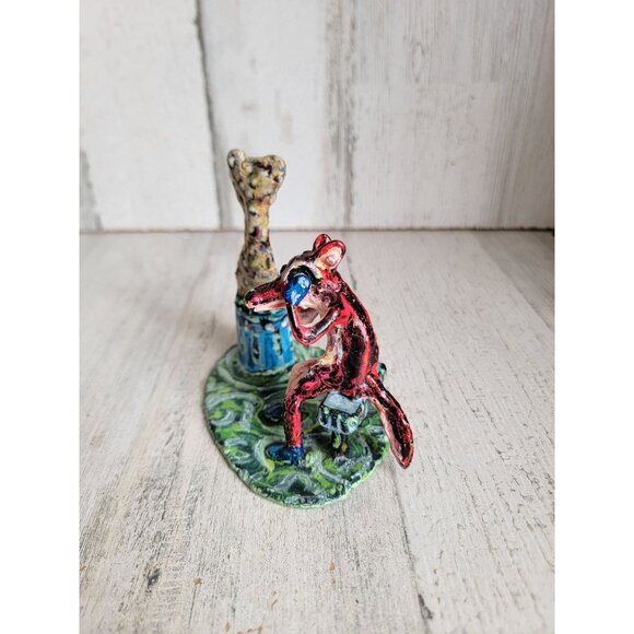 Emotional moment monument unknown dog Bone‎ Reid fox art metal figure unique - Picture 2 of 7